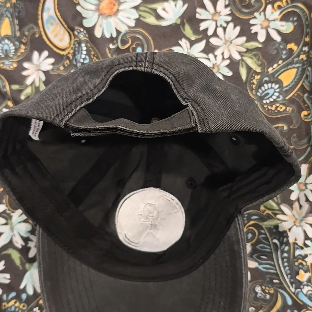 ❤️10/$13 Nwot Black Washed Gray Cotton Baseball Cap with White Embroidered Logo